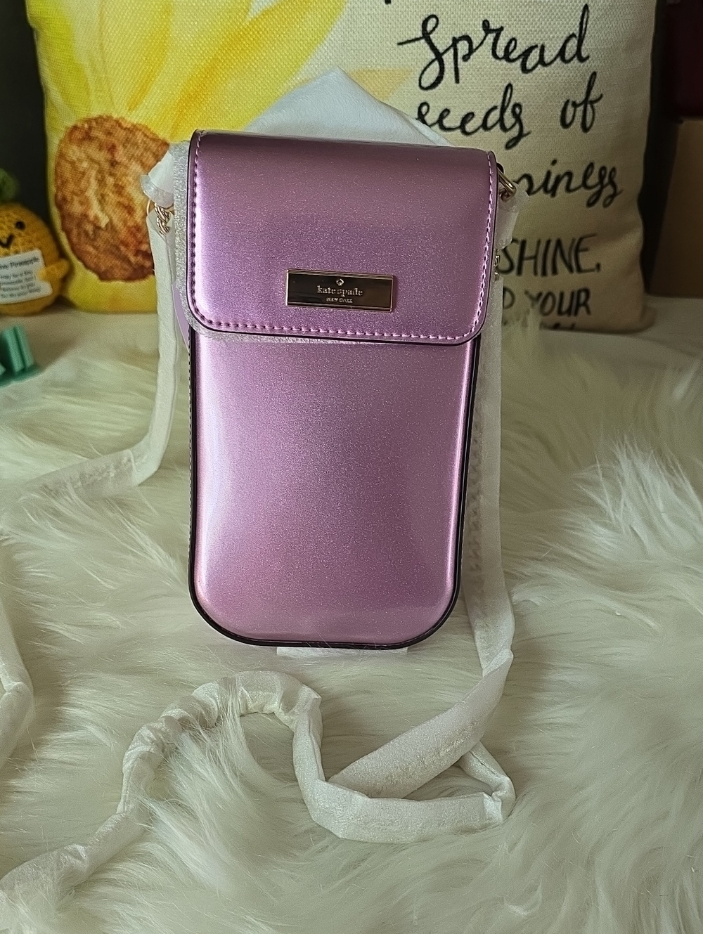 NWT Kate Spade Metallic Pink Crossbody Phone Pouch